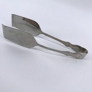 RSVP International Pastry Salad Tongs Silver TM 18/10 Stainless Steel Floral